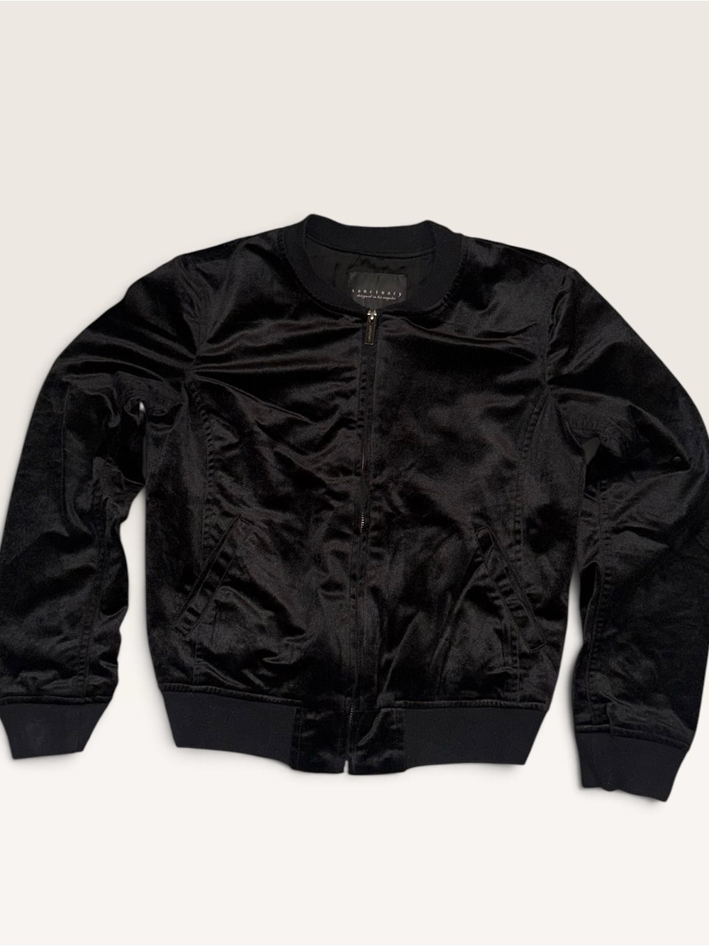 Sanctuary Black Velvet Bomber Jacket